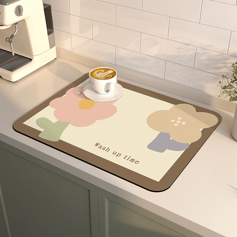 厨房台面沥水垫吧台杯子碗盘干燥垫茶台洗手台硅藻泥吸水隔热垫子