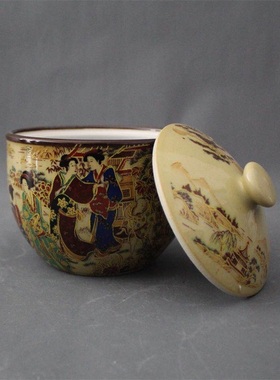 景德镇仿古瓷器乾隆粉彩人物仕女图盖罐家居装饰摆件展柜收藏做旧