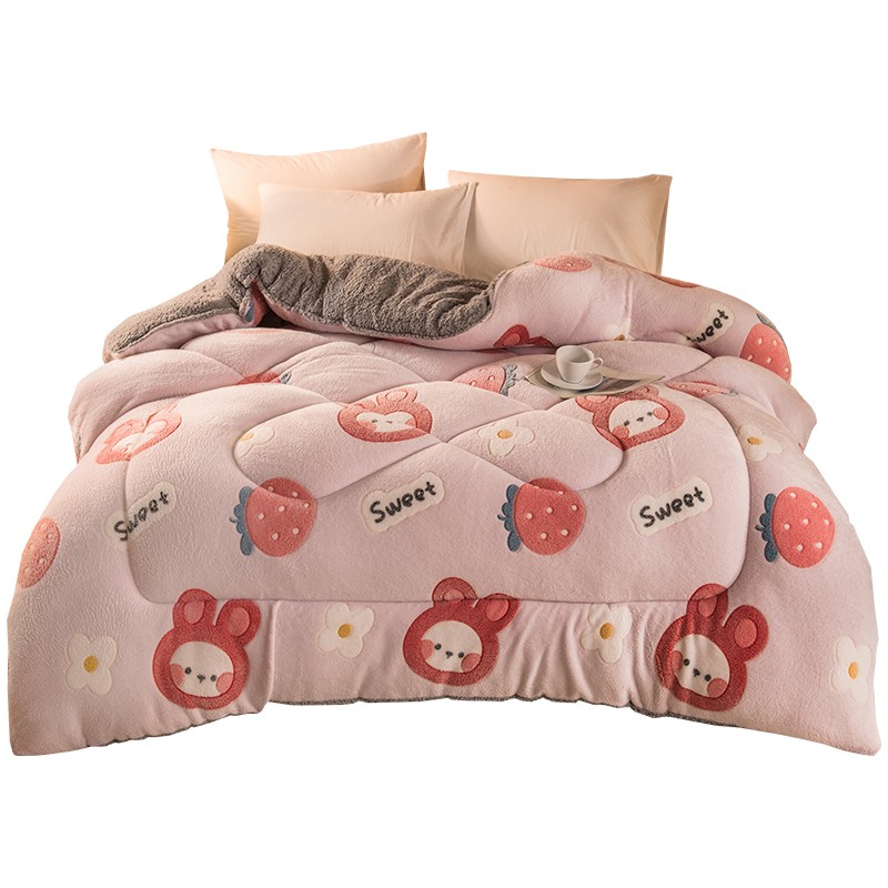 雪花绒冬被加厚保暖法莱绒被子单人垫被褥子双人加绒被芯四季用