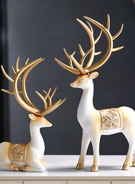 流沙画沙漏摆件新中式高档家居招财鹿客厅酒柜电视柜玄关装饰品