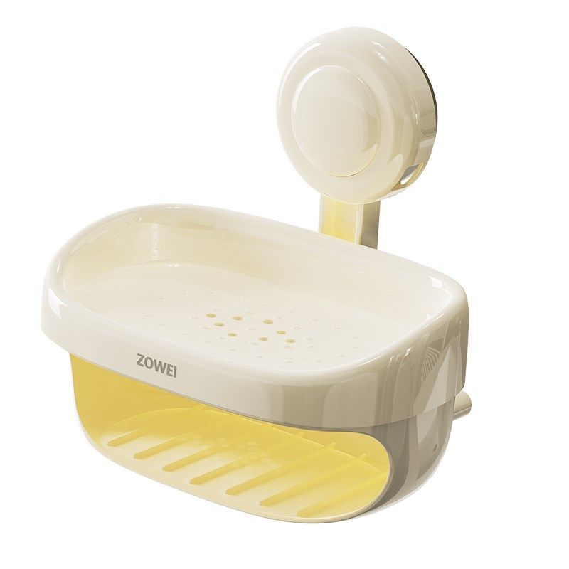 吸盘肥皂盒免打孔家用高档墙上双层壁挂式卫生间沥水置物架香皂盒