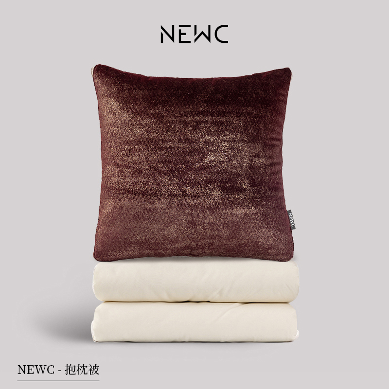 新宸优品 简约高档纯棉抱枕被子两用客厅沙发午休多功能红色靠枕