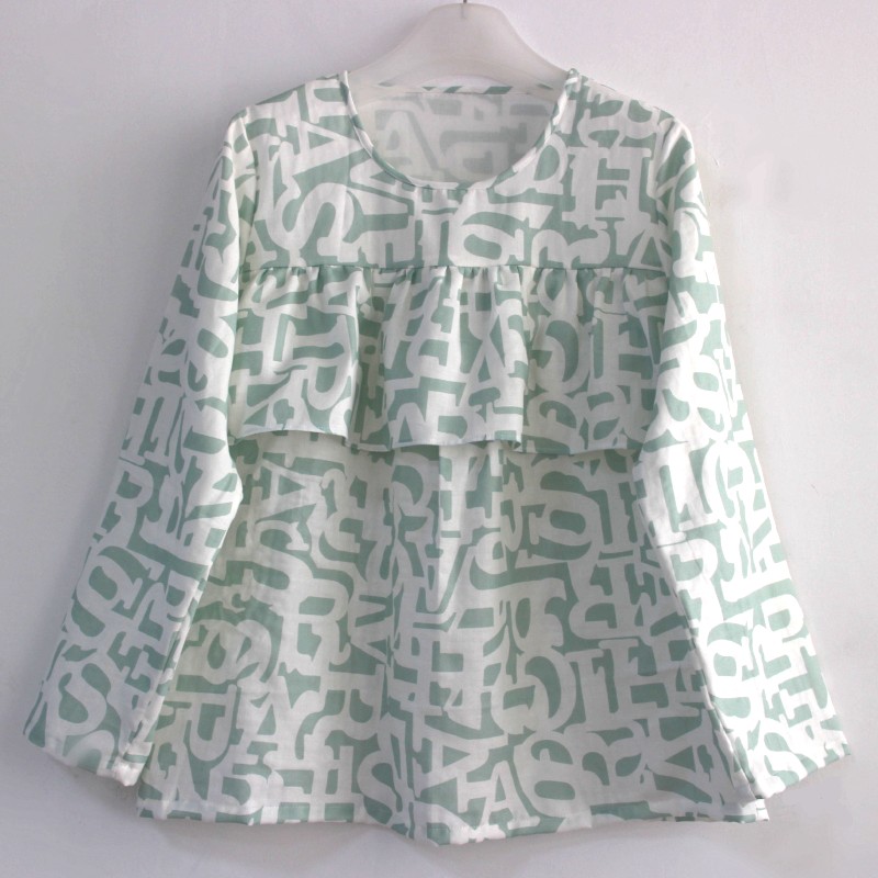 纯棉纱布睡衣防凸点上衣碎花棉纱夏防走光家居服显瘦高级感女夏季