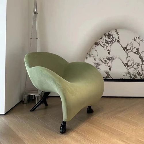 北欧设计单人沙发椅新款玻璃钢羊角休闲椅艺术样板房轻奢休闲座椅