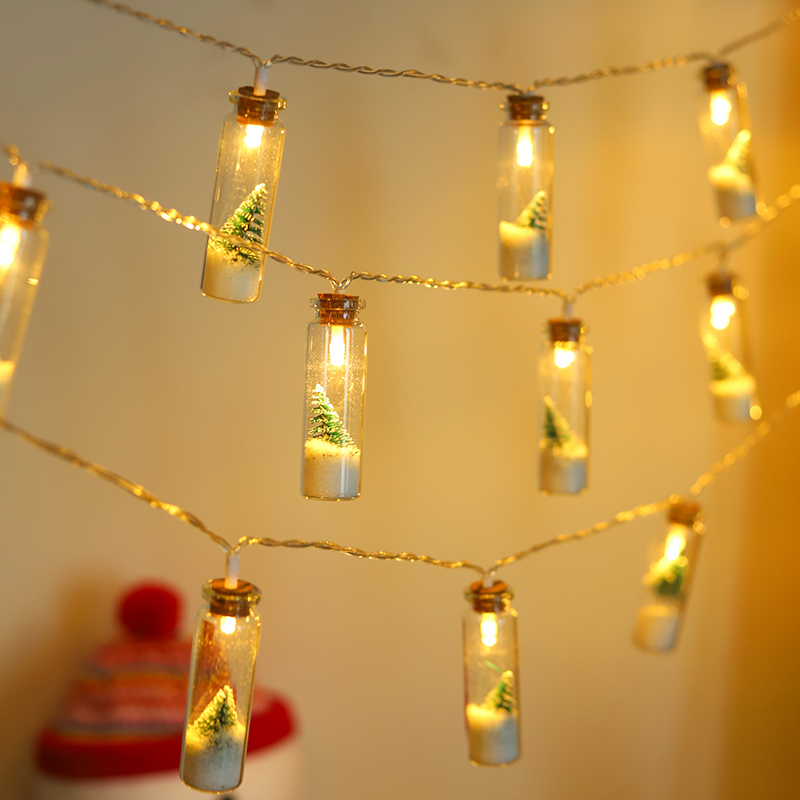 LED许愿瓶小彩灯闪灯灯串耶诞节场景布置摆件橱窗装饰灯耶诞挂件