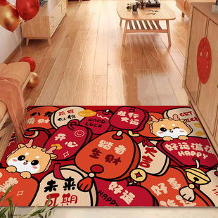 龙年地垫2024新年春节红门垫入户门进户门脚垫玄关卫生间门口垫子