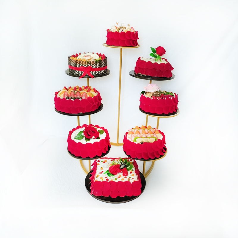 新款欧式铁艺蛋糕架子心形6 8 10 12层生日蛋糕架子甜品展台