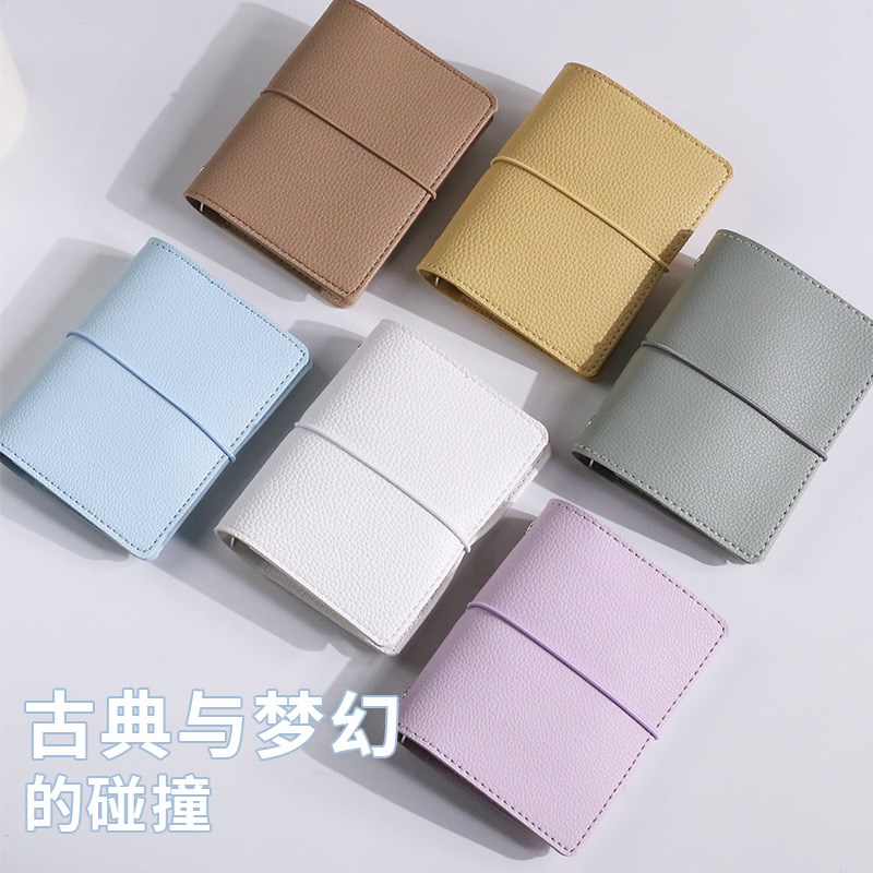 高颜值M5活页本软面皮质绑带空白A7活页手帐本子5孔随身小本子可