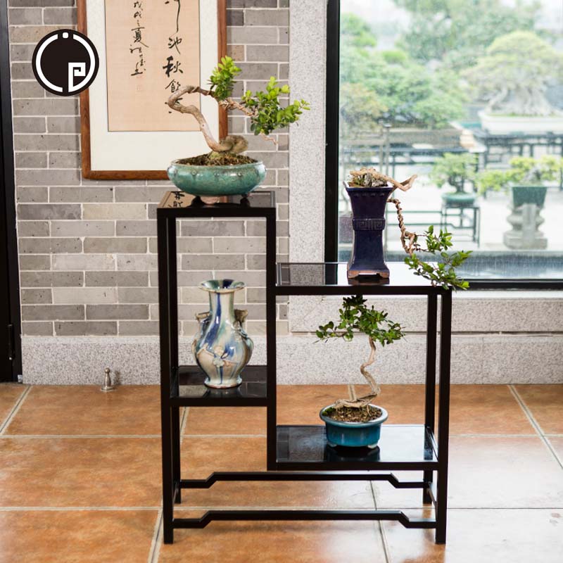 新中式铝合金花架子户外植物架阳台多层绿植架室内轻奢艺术摆件架