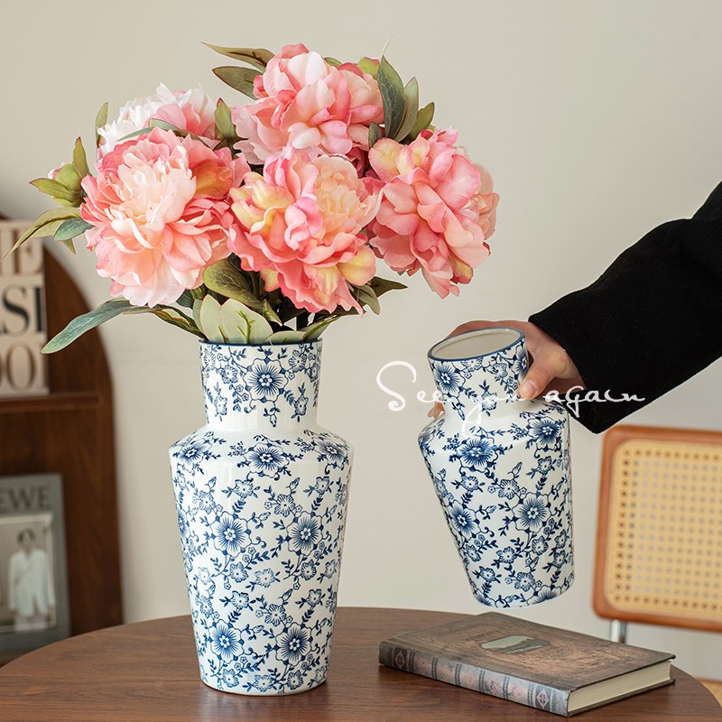 古风陶瓷花瓶高级感中式复古青花瓷客厅餐桌插花水培家居装饰摆件