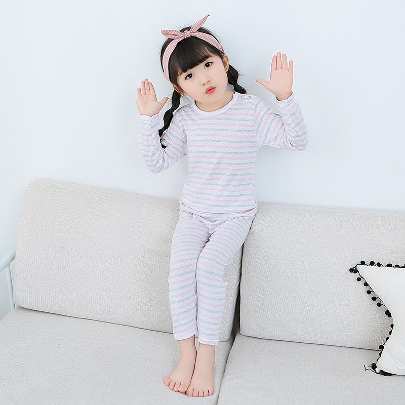 可亲佳儿婴儿夏季薄款长袖居家空调服宝宝肩开套头两用裆套装睡衣