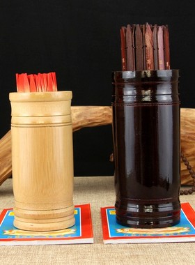 天然竹签桶手工摇签筒100签观音签抽签筒红色白色竹桶求签桶道具
