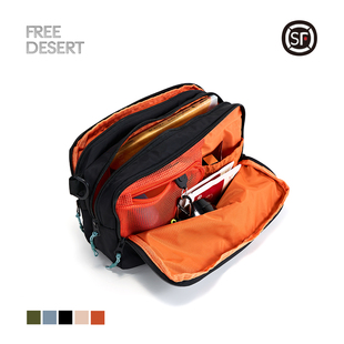 FreeDesert多功能斜挎包便携防泼水收纳包黑色拉链多层分隔户外包