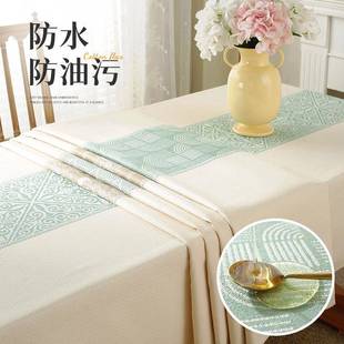 通用北欧防水防油污餐桌布家用仿棉麻茶几盖巾长方形桌布 跨境四季