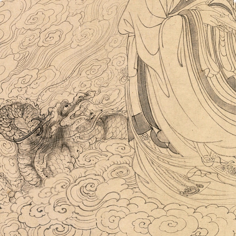 元 张渥 九歌图卷微喷打印宋元人物画临摹画稿底稿工笔线描范本