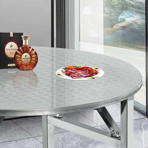 全不锈钢餐桌折叠圆形桌面家用户外便携夜市摆摊简易野外露营餐台