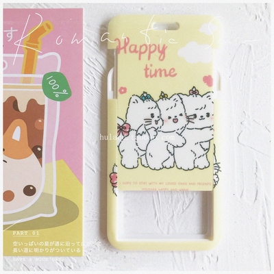 可爱卡通公交卡保护套少女小猫咪学生饭卡校园门卡套电话圈钥匙扣