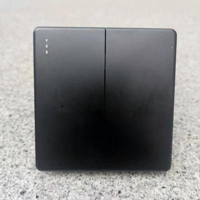 86型黑色双门铃开关 二位2位二开门铃开关按钮 自动复位开关面板