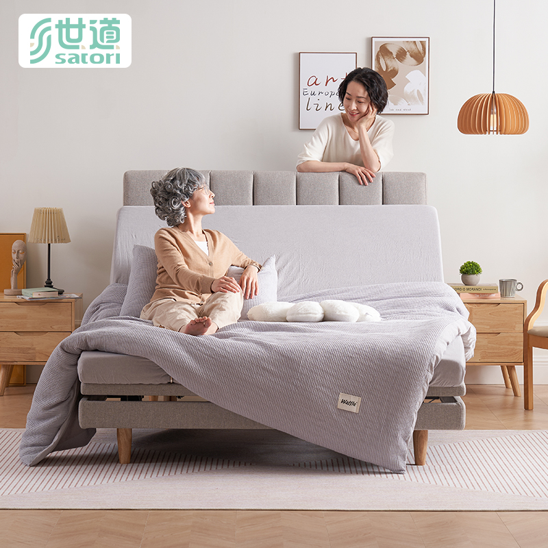 世道适老电动床智能床单双人多功能家用老人护理床升降带护栏1.2m