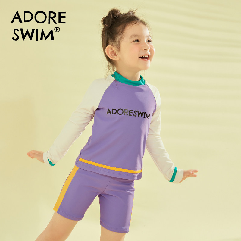 爱多尔女孩分体泳衣2023年夏季新款儿童中大童时尚宝宝专业游泳衣