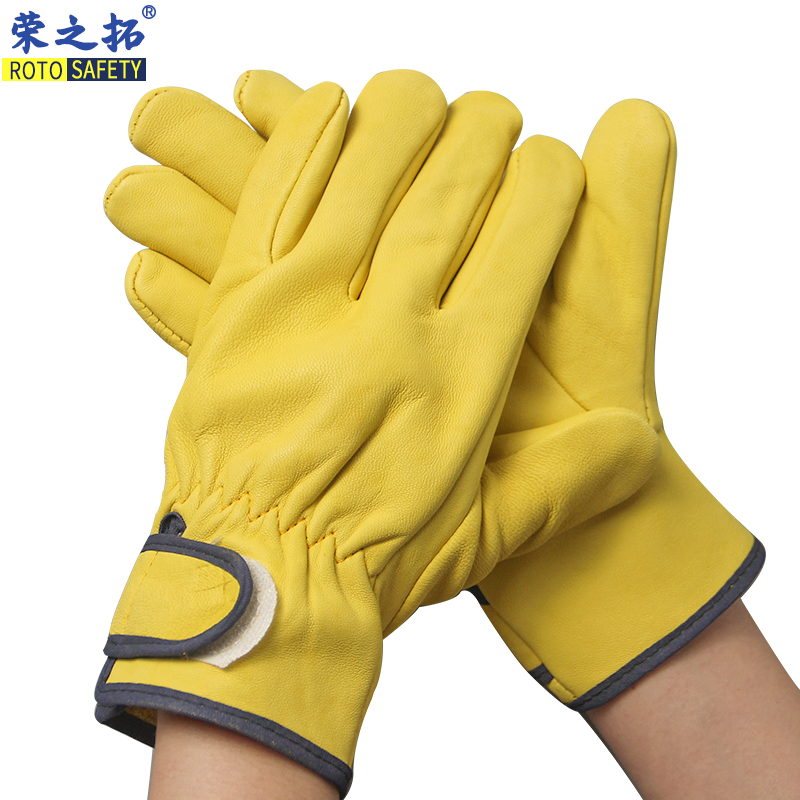 荣之拓新款成人纯司机黄色 手套皮革防火电焊氩弧焊防滑灵活柔软