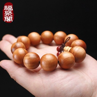 正宗纯桃木手串男女原木佛珠念珠老桃木精品朱砂随身天然手链手镯