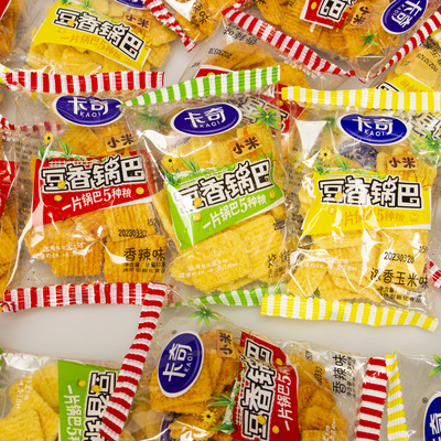 卡奇小米豆香锅巴粗粮酥脆香甜烧烤香辣味休闲食品小包装膨化零食