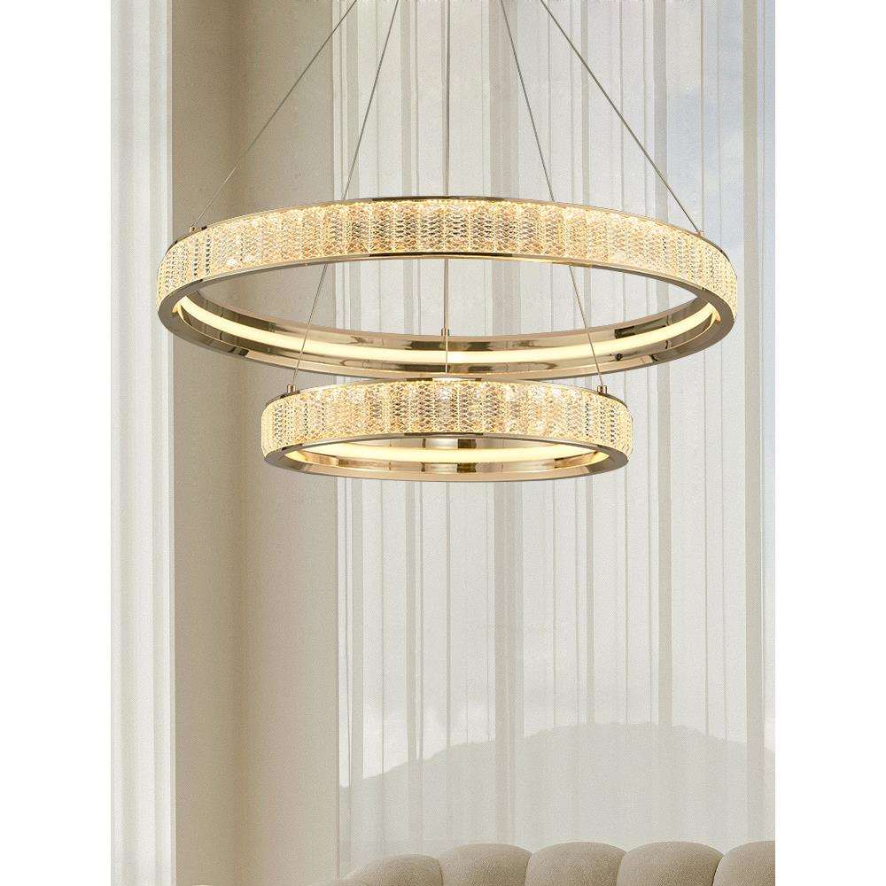 现代简约客厅吊灯2023新款轻奢水晶灯高级感圆形餐厅卧室中山灯具