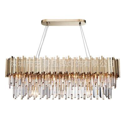 后现代简约大气餐厅灯 设计师样板房灯具别墅奢华长方形水晶吊灯
