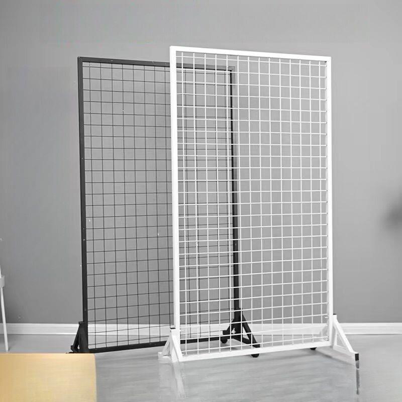 铁艺网格网架落地移动货架立式幼儿园作品展示架铁丝网收纳置物zb