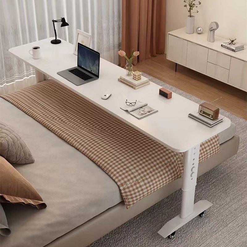 书桌床边电脑桌双人简易学习桌靠墙移动升降工作台床头懒人跨床桌