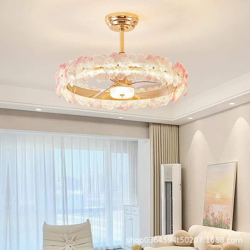 卧室灯风扇灯后现代法式轻奢水晶2025新款主卧客厅摇头餐厅吊扇灯