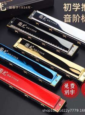 24孔国光口琴 儿童学生初学24孔复音C调成人自学重音入门上海口琴