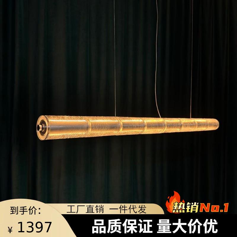 意大利创意新款艺术餐厅水晶玻璃灯现代简约高端一字长条茶室吊灯