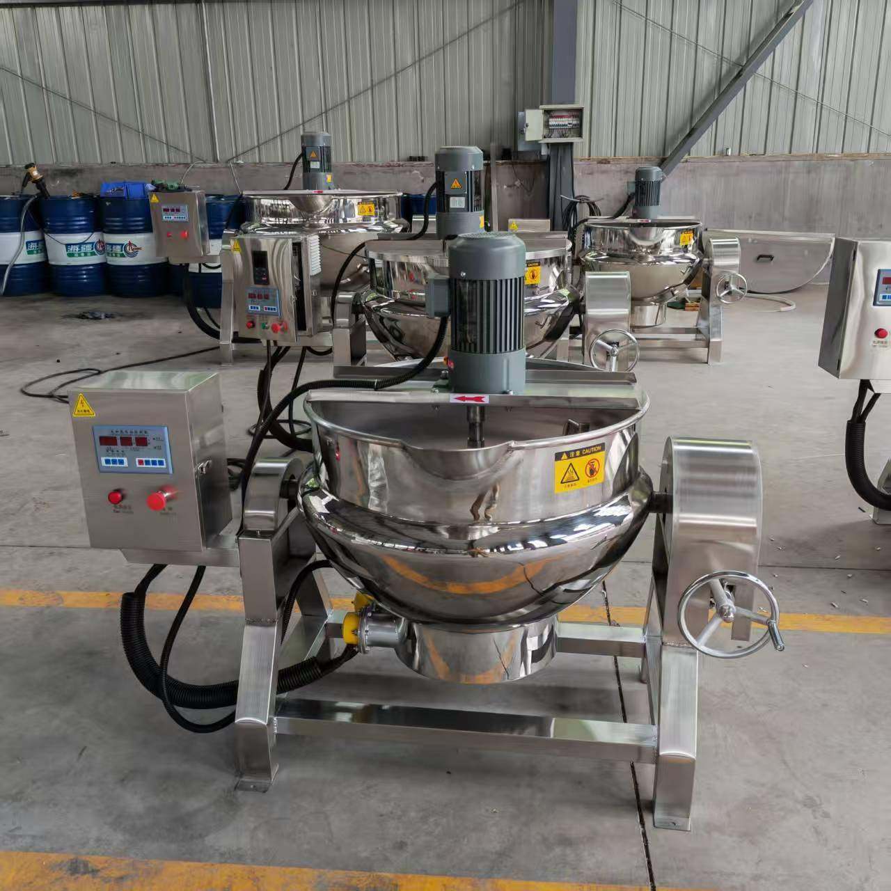 可倾式食品级不锈钢夹层锅熬糖果酱中药熬制设备大型搅拌锅