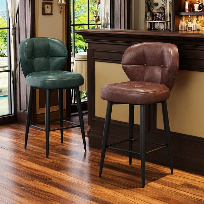 复古吧台椅家用高脚凳铁艺旋转轻奢酒吧椅子靠背商用收银前台座椅