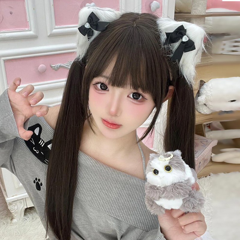假发全头套女lolita黑长直蓬松彷真人发jk少女日常整顶双马尾假发