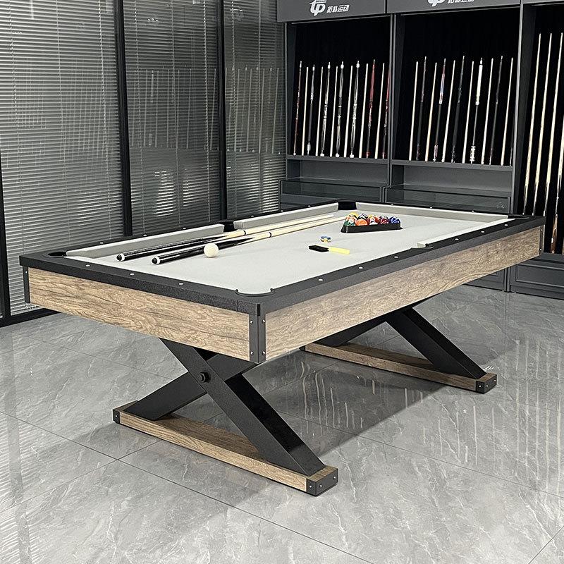 成人7尺交叉腿台球桌仿古色撞球台美式黑八桌球台Pooltable