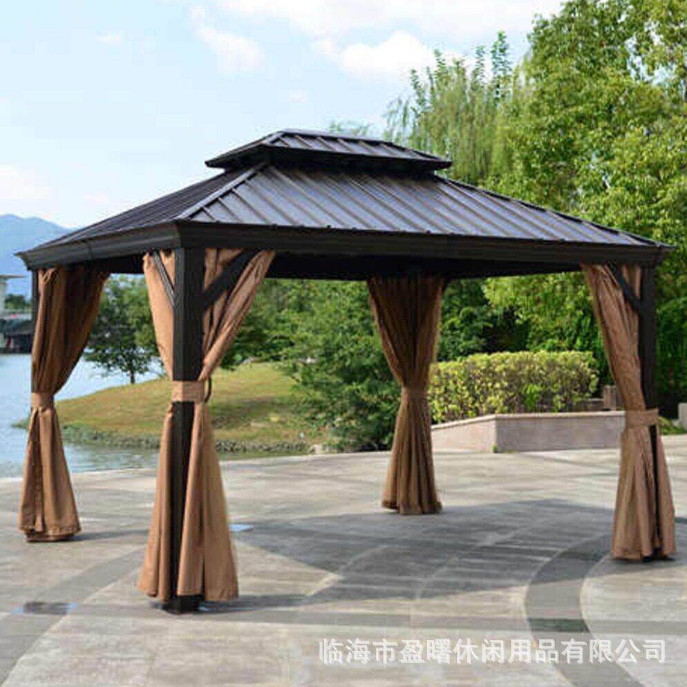 户外卢森堡露天棚花园别墅庭院遮阳棚镀锌豪华双顶棚四柱凉亭