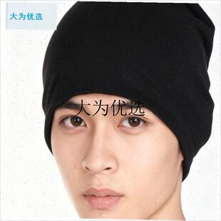 白色纯棉帽子男全棉头巾纯棉保暖针织薄K款睡帽男款睡觉帽头套春,