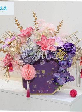 年年宵花艺e抱抱桶乔迁之喜新居门店铺装饰摆件祝福富贵福桶.