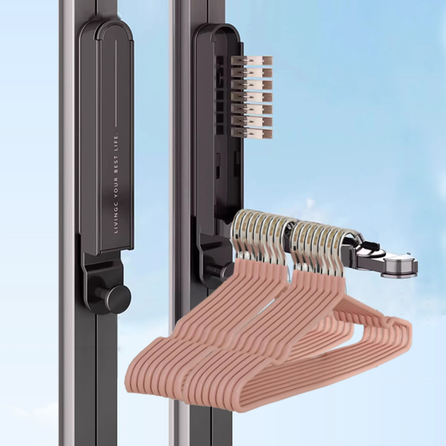 折叠晾衣架免打孔壁挂伸缩晾衣杆