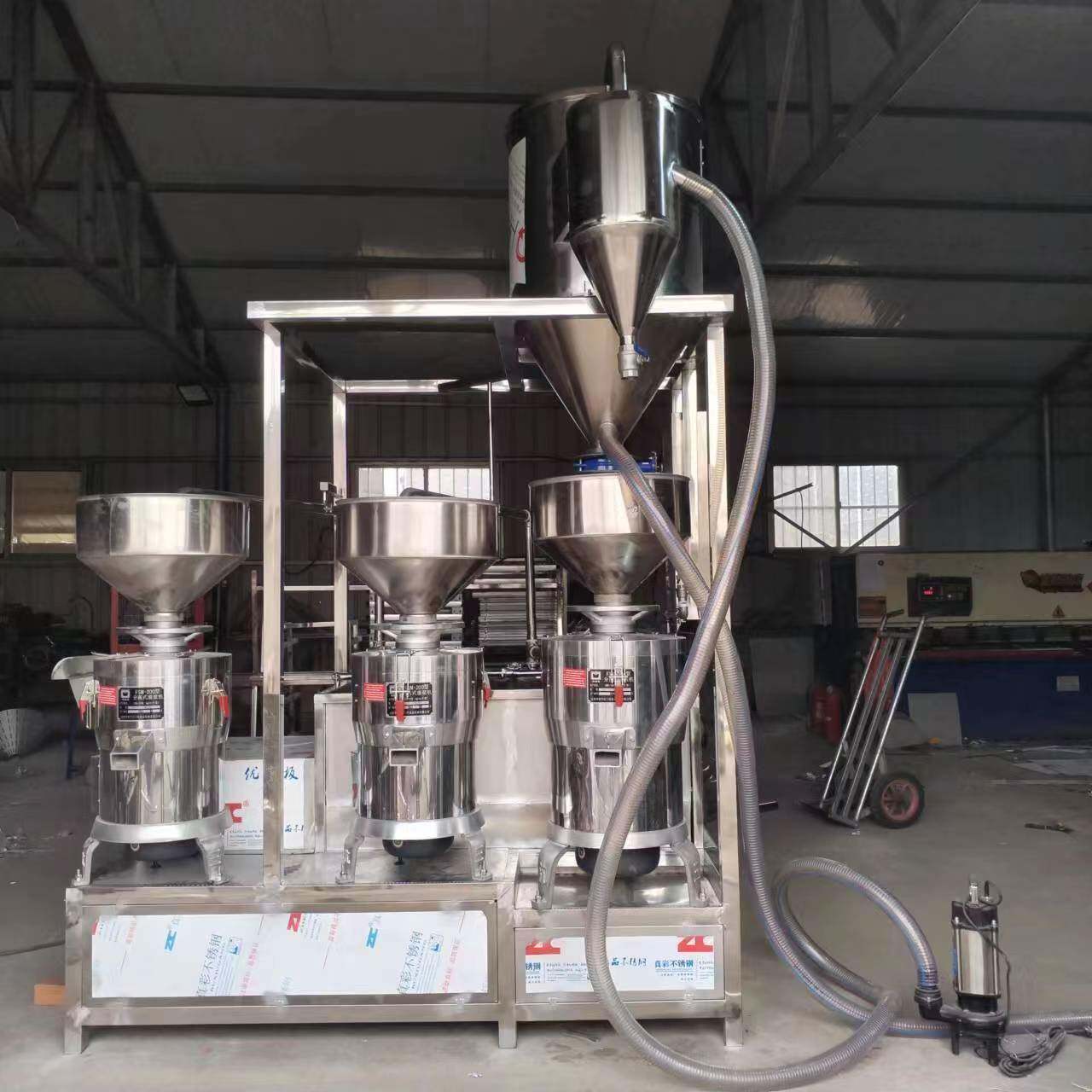 豆制品三连磨浆设备自动三连磨生产厂家磨浆机组商用两连三连磨
