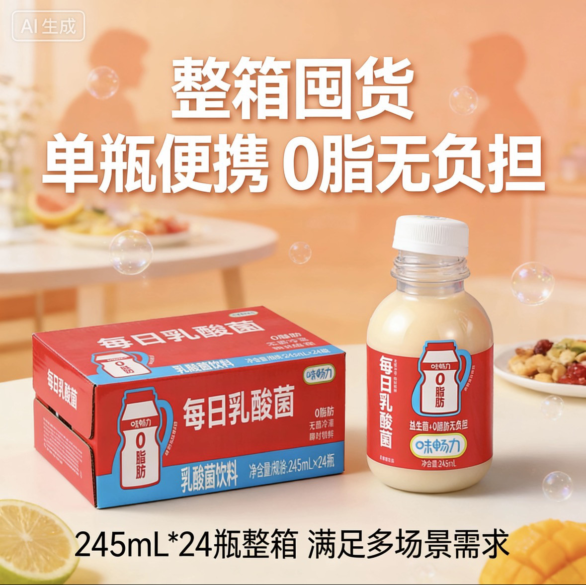 味畅力每日乳酸菌饮品进口菌种营养早餐饮料245ml/瓶整箱酸奶饮料