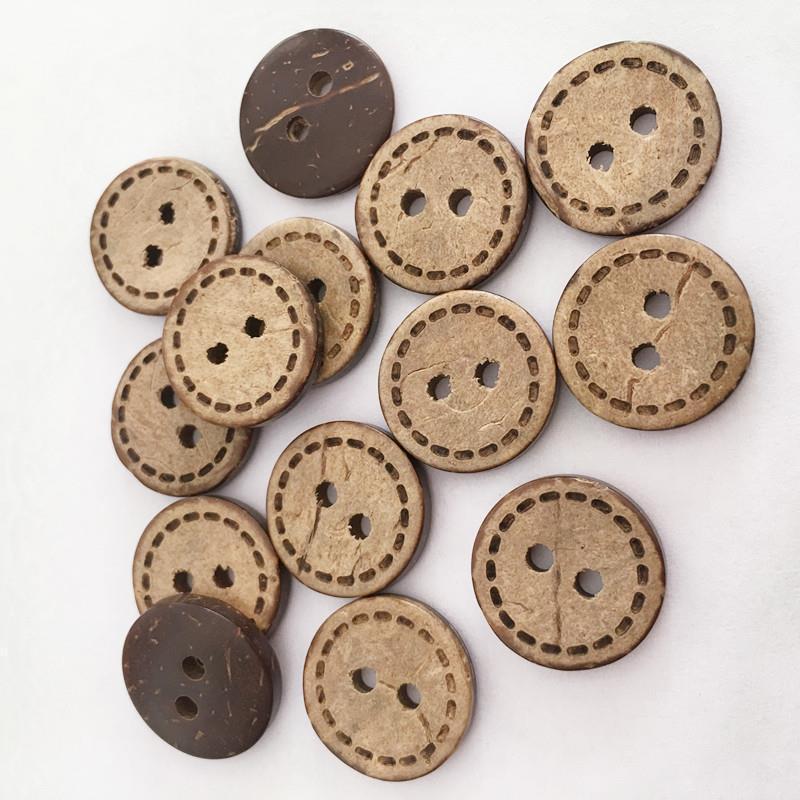仿椰子扣椰壳纽扣毛衣玩偶衣服扣圆形扣子手工diy咖色棕色百搭