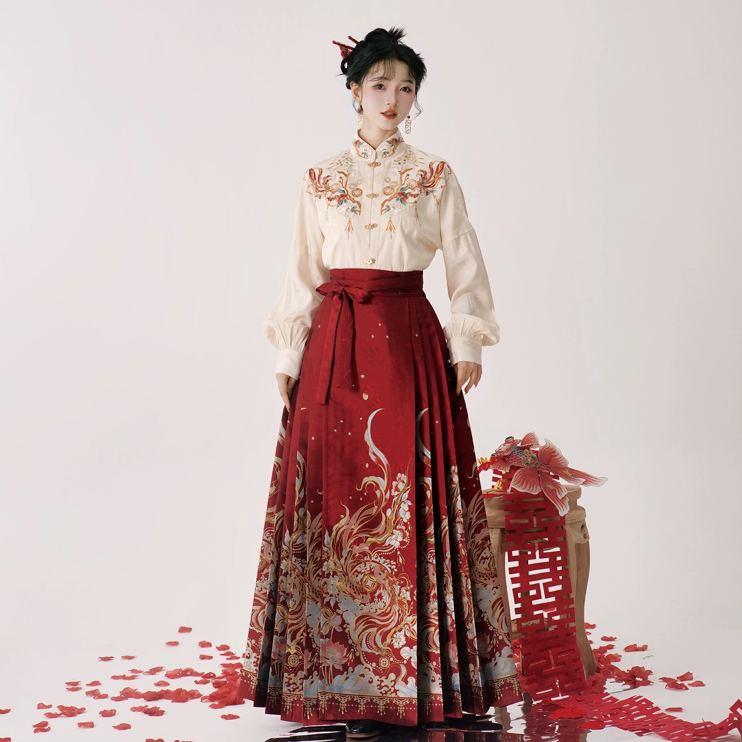 半木尧原创喜结连理汉服马面裙套装女春夏新款新中式上衣订婚礼服