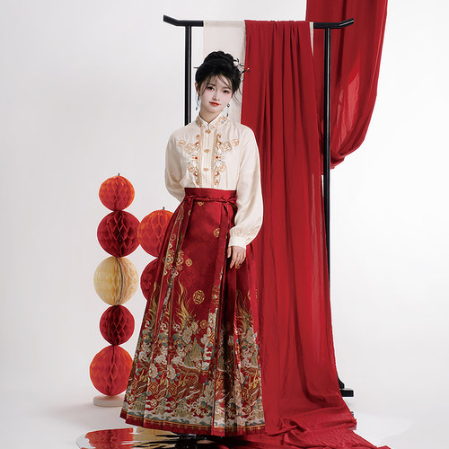 云游记半木尧马面裙原创明制汉服国风衬衫上衣女国风套装早春新款