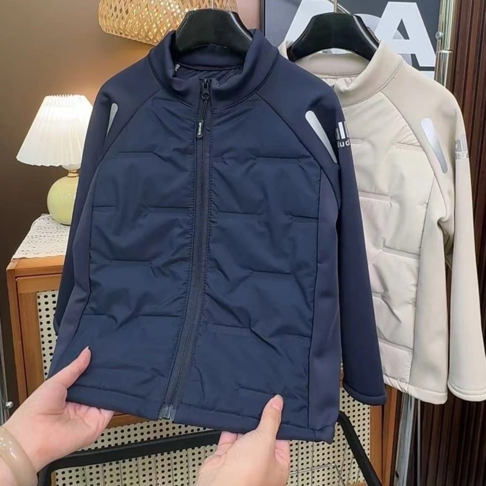 新款秋冬外套2025洋气韩版棉服薄棉袄中大童外套藏青色米咖色现货
