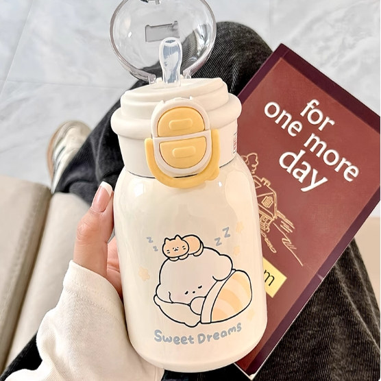 高颜值保温杯女2025新款大容量女生小巧便携316不锈钢吸管杯水杯