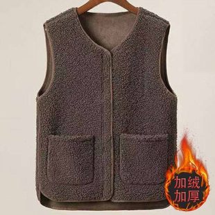 巨显瘦冬装 中老年妈妈羊羔毛马甲女冬款 大码 爆款 马夹外套 2023新款